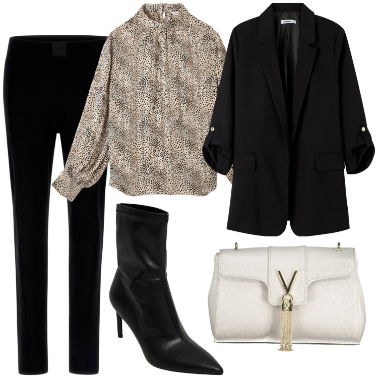 Outfit donna - Total look #1965648. Stile Chic per Ufficio. Abbinamento con stivaletti, bluse, blazer, pantaloni, borse a tracolla.