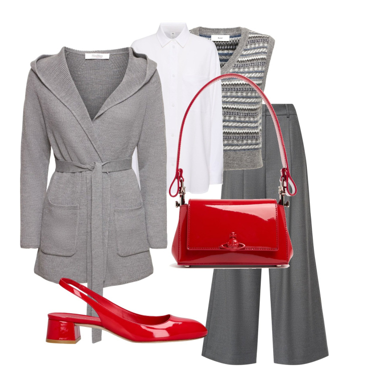 Outfit donna - Back tò the city. Stile Casual chic per Ufficio. Abbinamento con pantaloni, cappotti, borse a spalla, décolleté, maglieria, camicie.