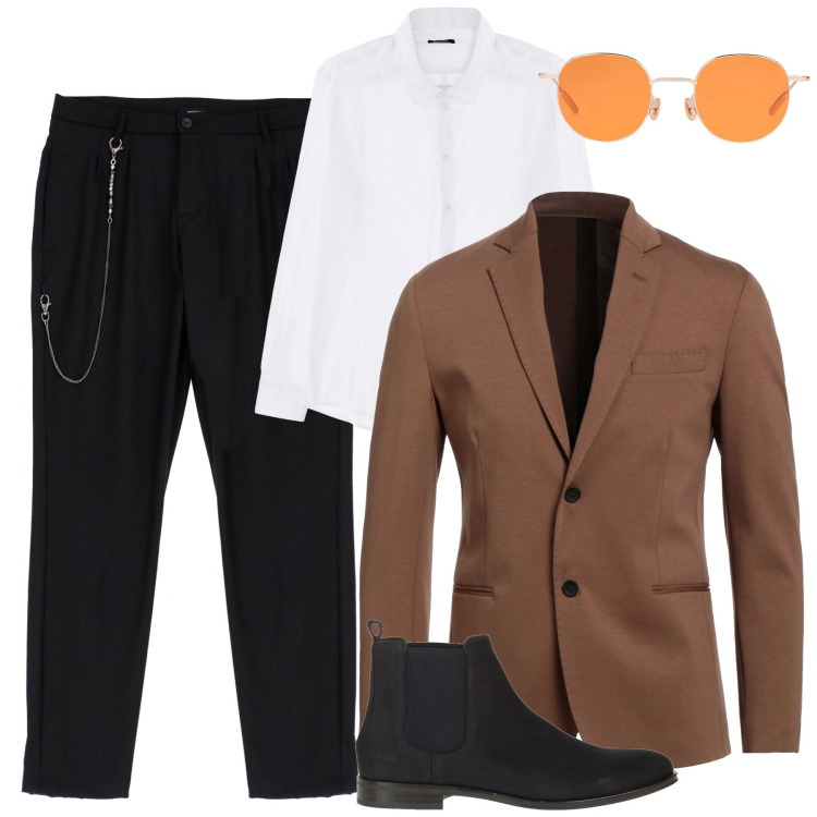 Outfit uomo - Metropolitan. Stile Urban per Tutti i giorni. Abbinamento con occhiali da sole, stivali e stivaletti, giacche, camicie, pantaloni.