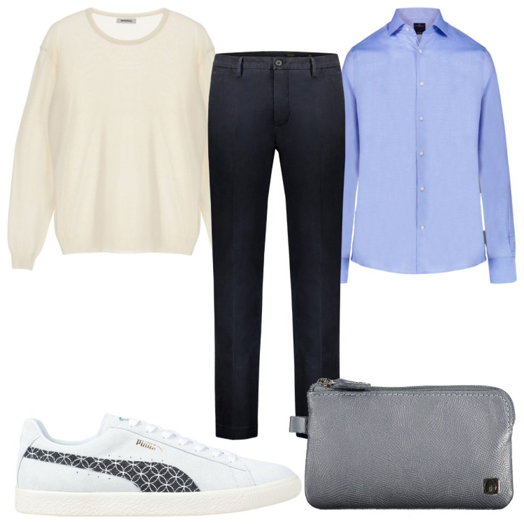 Outfit uomo - Minimal e low cost. Stile Trendy per Tutti i giorni. Abbinamento con sneakers, pullovers, camicie, pantaloni, portafogli.