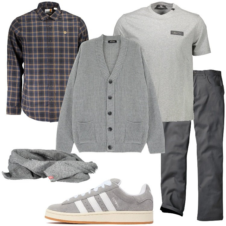 Outfit uomo - Il grigio e le sue declinazioni. Stile Casual per Tutti i giorni. Abbinamento con pantaloni, cardigans, camicie, t-shirt, sciarpe, sneakers.