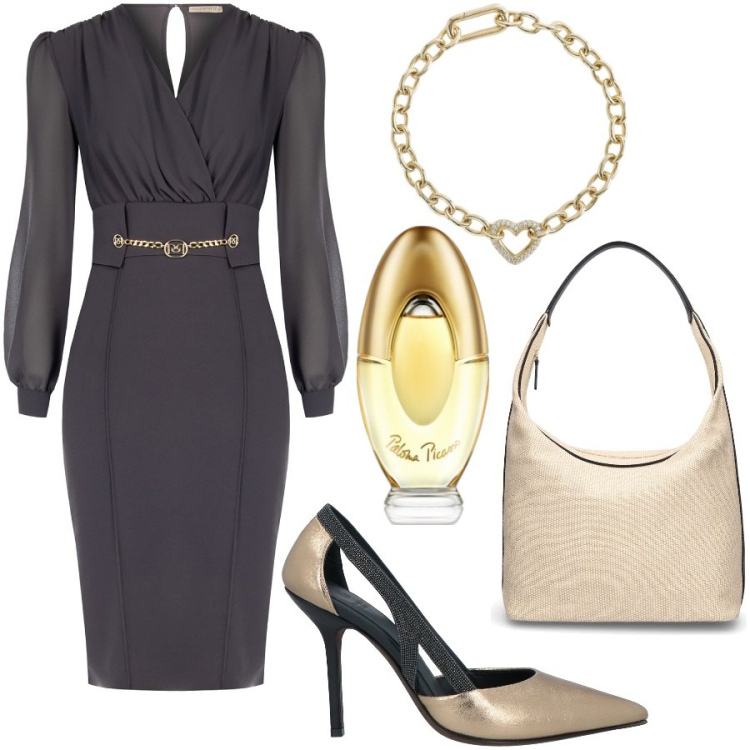 Outfit donna - Total look #1966578. Stile Chic per Serata fuori. Abbinamento con décolleté, profumi, braccialetti, vestiti a tubino, borse a spalla.