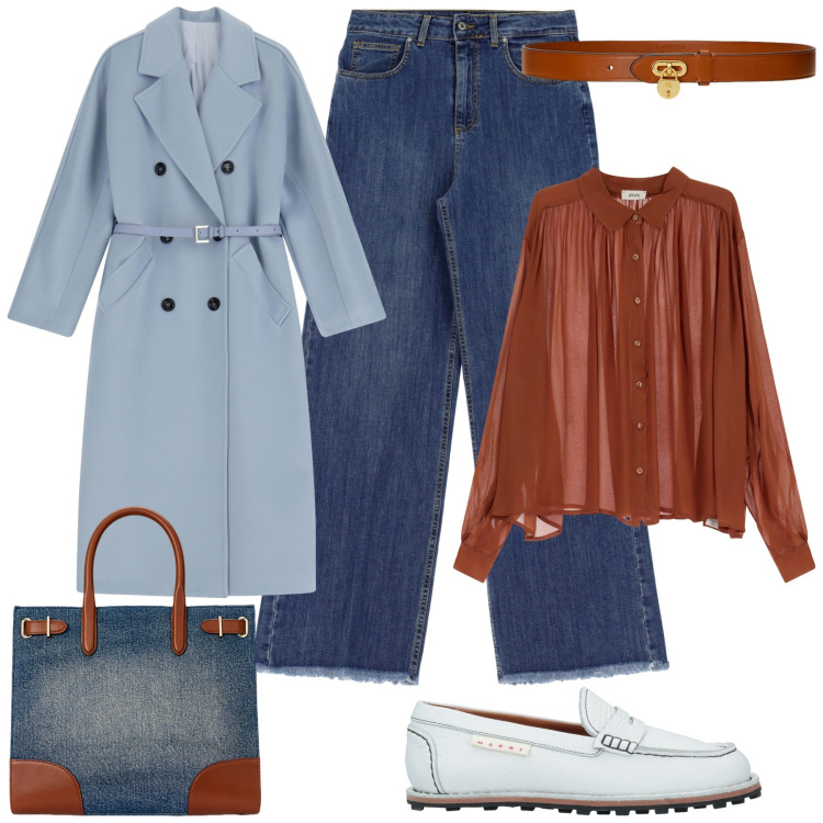 Outfit donna - Casual ma con stile. Stile Casual chic per Tutti i giorni. Abbinamento con mocassini, cappotti, jeans, camicie, cinture, borse tote.
