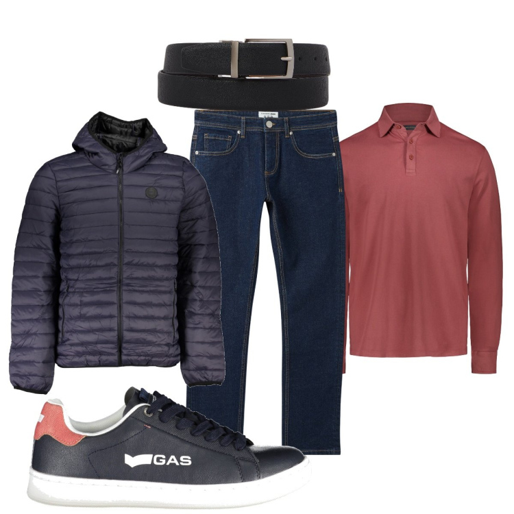 Outfit uomo - Pratico…sempre. Stile Casual per Ufficio. Abbinamento con jeans, cinture, giacche, polo, scarpe sportive.