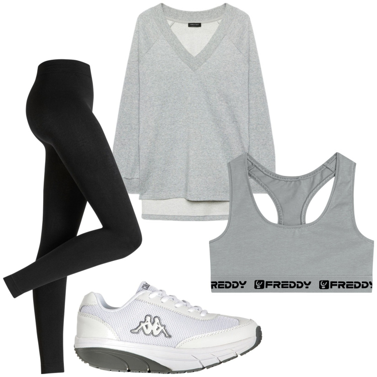 Outfit donna - Total look #1967165. Stile Sporty chic per Sport. Abbinamento con leggings, sneakers, top sportivi, felpe.