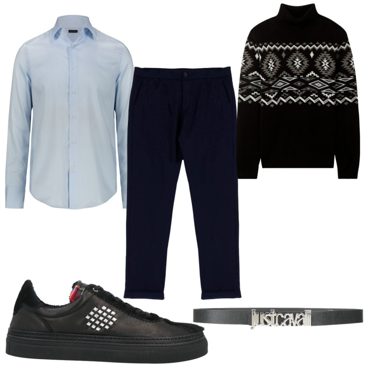 Outfit uomo - Total look #1967389. Stile Trendy per Tutti i giorni. Abbinamento con sneakers, cinture, maglieria, pantaloni, camicie.