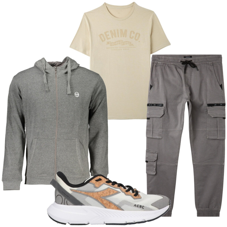 Outfit uomo - Felpa per i primi freddi. Stile Trendy per Tutti i giorni. Abbinamento con sneakers, pantaloni cargo, t-shirt, felpe con cappuccio.