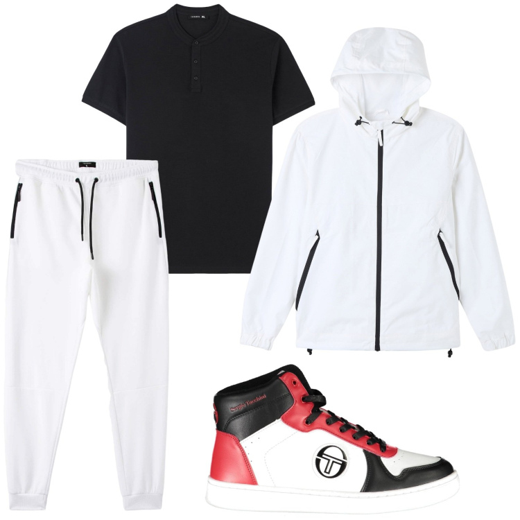 Outfit uomo - Sport fashion. Stile Casual per Sport. Abbinamento con giacche, t-shirt, pantaloni, sneakers.