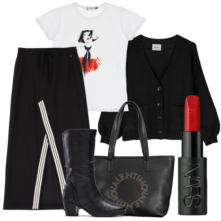 Outfit donna - La gonna per tutti i giorni. Stile Glamour per Tutti i giorni. Abbinamento con stivali, rossetti, t-shirt, gonne lunghe, cardigans, borse a spalla.
