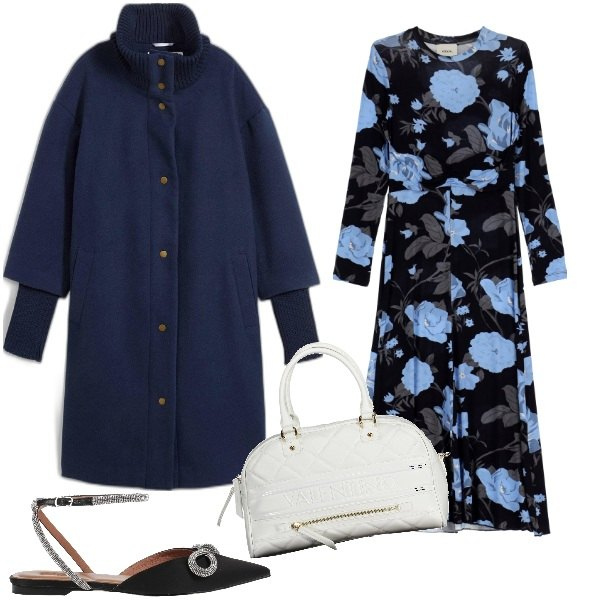 Outfit donna - Cappotto da città. Stile Trendy per Ufficio. Abbinamento con cappotti, ballerine, vestiti, borse a spalla.