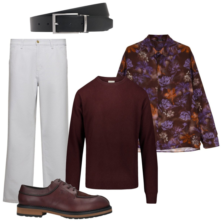 Outfit uomo - Total look #1967491. Stile Trendy per Tutti i giorni. Abbinamento con scarpe stringate, camicie, maglieria, pantaloni, cinture.