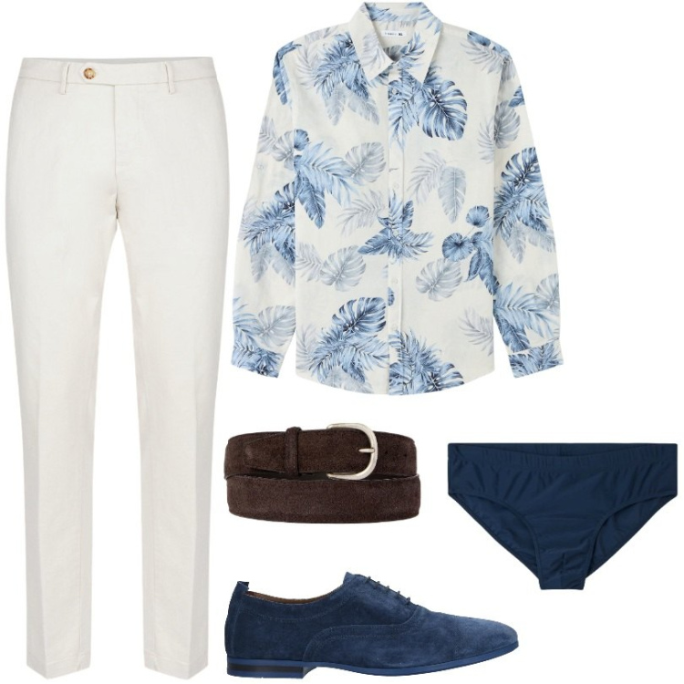 Outfit uomo - Di giorno. Stile Business/Elegante per Tutti i giorni. Abbinamento con scarpe stringate, slip, camicie, cinture, pantaloni chino.