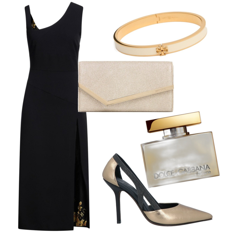 Outfit donna - Star in the night. Stile Bon Ton per Serata fuori. Abbinamento con vestiti lunghi, décolleté, profumi, braccialetti, pochette.