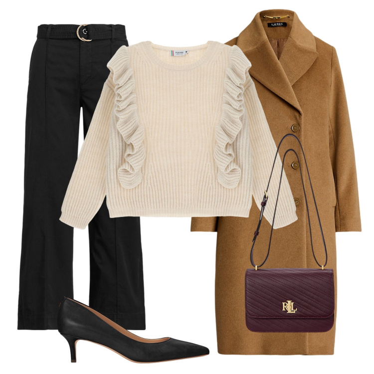 Outfit donna - Burgundy bag. Stile Bon Ton per Ufficio. Abbinamento con pullovers, décolleté, cappotti, pantaloni, borse a spalla.