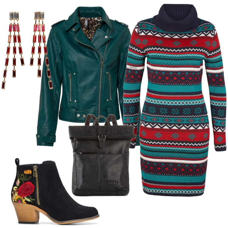 Outfit donna - Total look #1967770. Stile Casual per Tutti i giorni. Abbinamento con zaini, stivaletti, orecchini, blazer, vestiti.