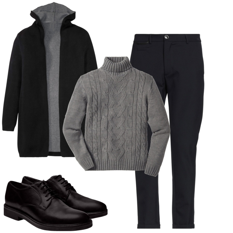 Outfit uomo - City. Stile Urban per Tutti i giorni. Abbinamento con maglieria, cardigans, pantaloni, scarpe stringate.