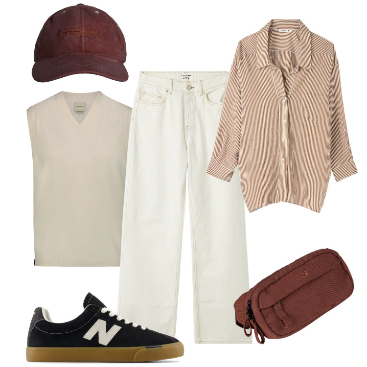 Outfit donna - Urban walking. Stile Urban per Tutti i giorni. Abbinamento con camicie, jeans, sneakers, marsupi, cappelli, maglieria.