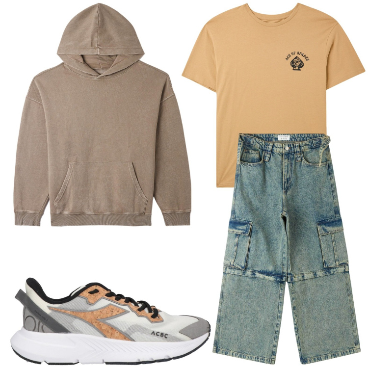 Outfit uomo - Jeans delavé. Stile Urban per Tutti i giorni. Abbinamento con sneakers, t-shirt, felpe con cappuccio, jeans.