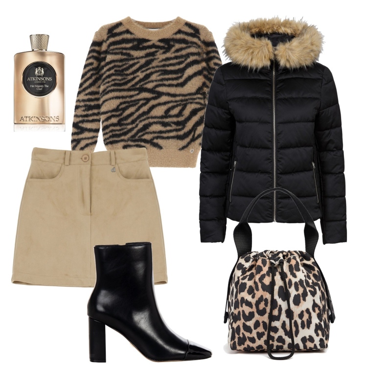 Outfit donna - Pizzata serale con gli amici. Stile Trendy per Serata fuori. Abbinamento con giacche, profumi, stivaletti, maglieria, minigonne, borse a mano.