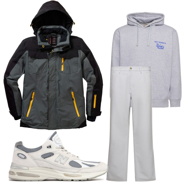 Outfit uomo - Sporty glam. Stile Urban per Sport. Abbinamento con giacche, pantaloni, sneakers, felpe con cappuccio.