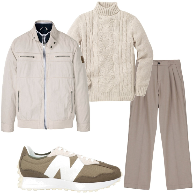Outfit uomo - New style. Stile Trendy per Tutti i giorni. Abbinamento con maglieria, giacche, sneakers, pantaloni.