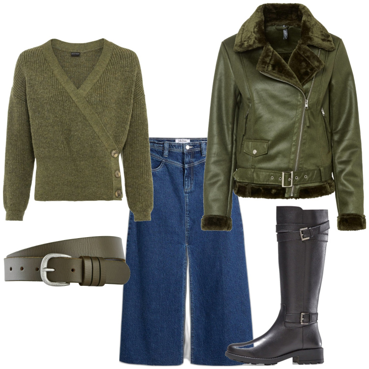 Outfit donna - Casual Bonprix. Stile Casual per Tutti i giorni. Abbinamento con maglieria, stivali, blazer, gonne lunghe, cinture.