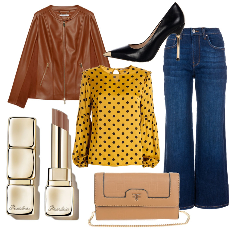 Outfit donna - Total look #1968897. Stile Casual chic per Tutti i giorni. Abbinamento con rossetti, décolleté, bluse, jeans, borse a spalla, blazer.