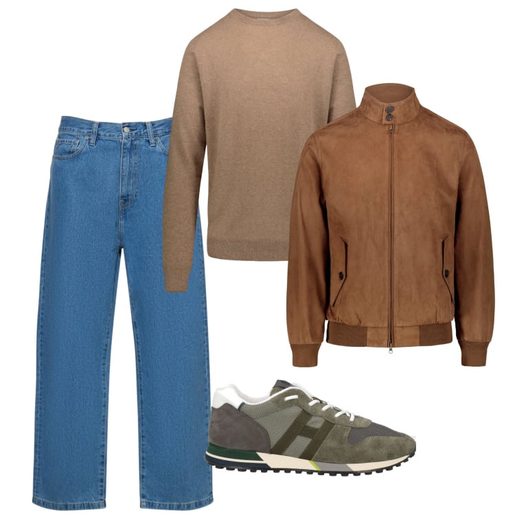 Outfit uomo - Scamosciato. Stile Urban per Tutti i giorni. Abbinamento con sneakers, maglieria, giacche, pantaloni.
