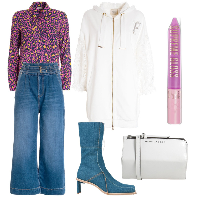 Outfit donna - Saldi wow. Stile Trendy per Tutti i giorni. Abbinamento con stivali, borse a tracolla, gloss, jeans, felpe con cappuccio, camicie.