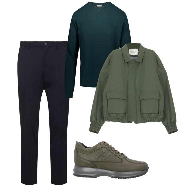 Outfit uomo - Sereno. Stile Casual per Tutti i giorni. Abbinamento con sneakers, giacche, maglieria, pantaloni.