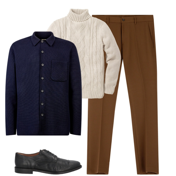 Outfit uomo - Total look #1969093. Stile Urban per Tutti i giorni. Abbinamento con maglieria, scarpe stringate, pantaloni, cappotti.