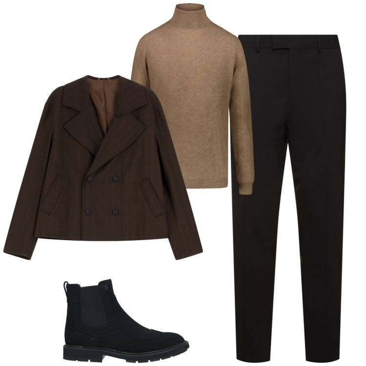 Outfit uomo - Total look #1969095. Stile Urban per Tutti i giorni. Abbinamento con stivali e stivaletti, giacche, maglieria, pantaloni.