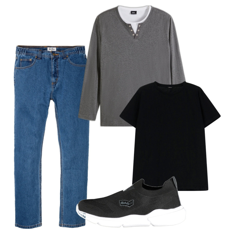 Outfit uomo - Urban. Stile Urban per Tutti i giorni. Abbinamento con jeans dritti, maglieria, t-shirt, sneakers.