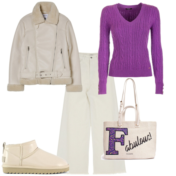 Outfit donna - Total look #1969144. Stile Casual per Tutti i giorni. Abbinamento con blazer, maglieria, borse a tracolla, jeans, stivali.