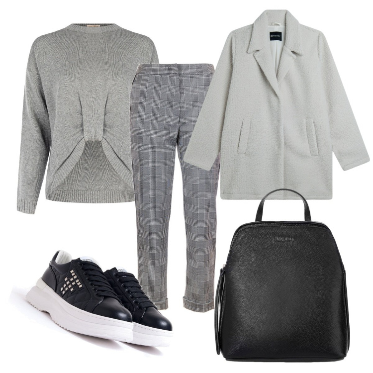 Outfit donna - La maglia in ecotec- bantoa saldi. Stile Casual chic per Tutti i giorni. Abbinamento con maglieria, pantaloni, sneakers, zaini, cappotti.