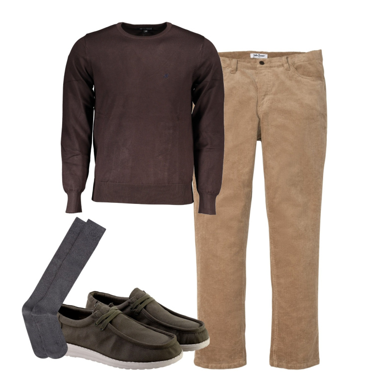 Outfit uomo - Total look #1969343. Stile Casual per Tutti i giorni. Abbinamento con pantaloni, scarpe stringate, calzini, maglieria.