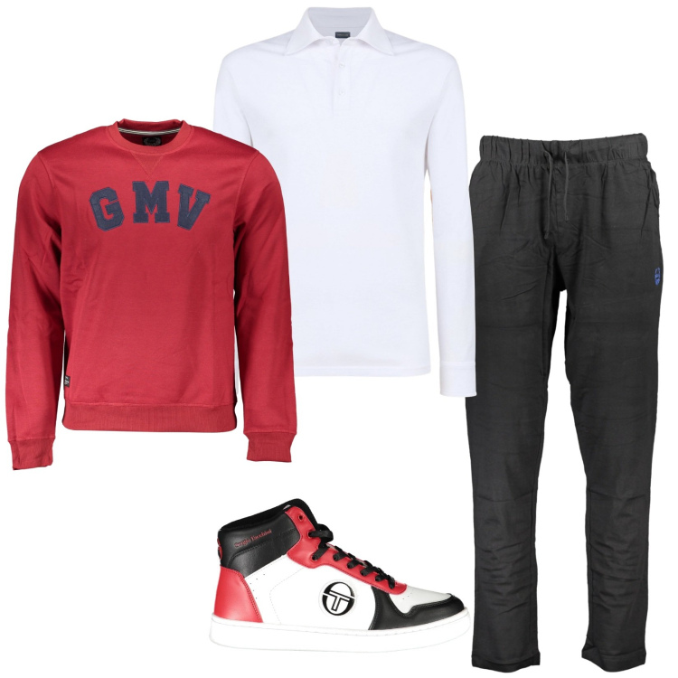Outfit uomo - Total look #1969408. Stile Casual per Sport. Abbinamento con polo, felpe, pantaloni, sneakers.