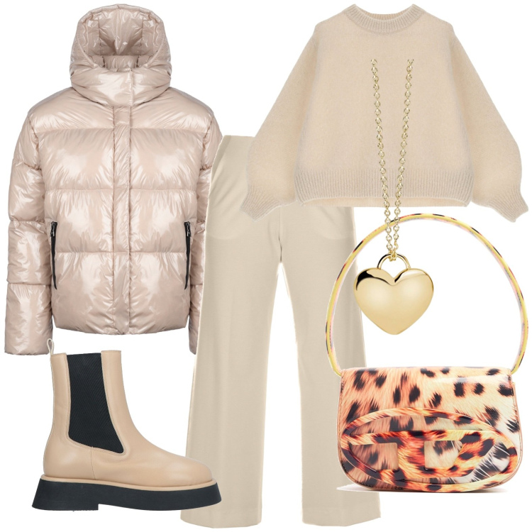 Outfit donna - Total look #1969466. Stile Casual per Tutti i giorni. Abbinamento con stivaletti, collane, pullovers, blazer, pantaloni, borse a spalla.