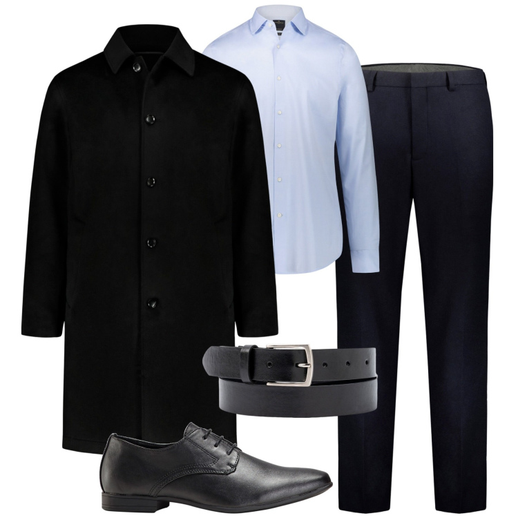 Outfit uomo - City. Stile Urban per Tutti i giorni. Abbinamento con scarpe stringate, camicie, pantaloni, cappotti, cinture.