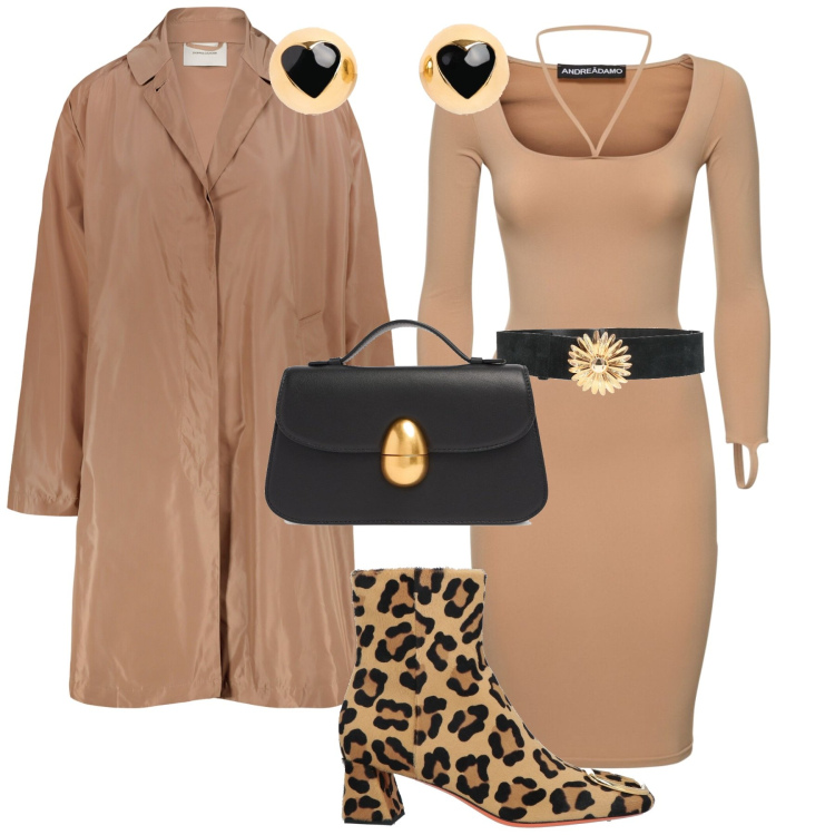 Outfit donna - Total look #1969633. Stile Minimal per Serata fuori. Abbinamento con cinture, stivaletti, trench, vestiti midi/longuette, orecchini, borse a mano.