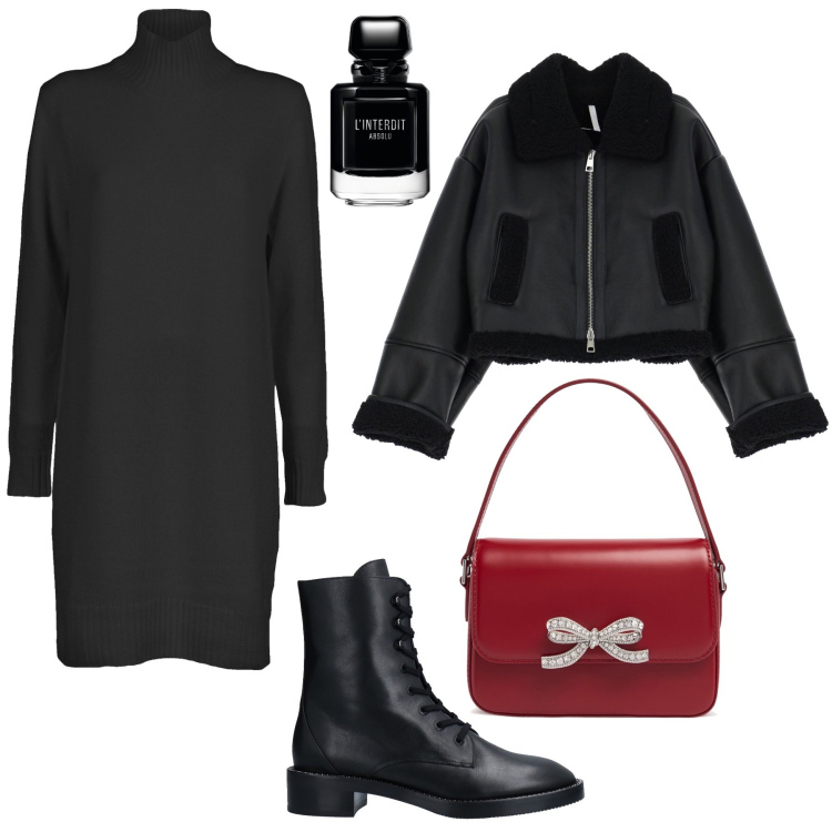 Outfit donna - Città con la borsa in primo piano !. Stile Trendy per Tutti i giorni. Abbinamento con stivaletti, profumi, blazer, vestiti, borse a mano.