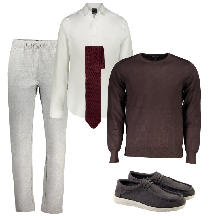 Outfit uomo - Casual elegante. Stile Casual per Ufficio. Abbinamento con camicie, cravatte, pantaloni, maglieria, scarpe stringate.