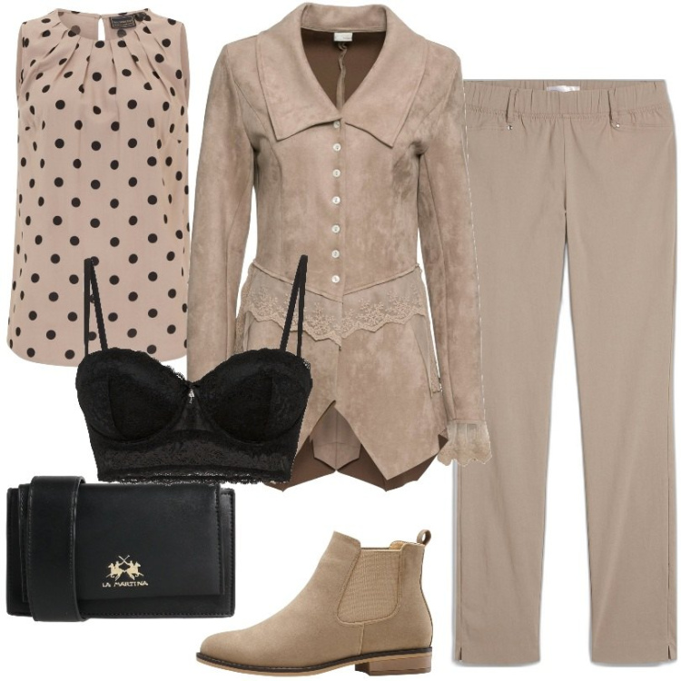 Outfit donna - Total look #1969848. Stile Minimal per Ufficio. Abbinamento con pantaloni, stivaletti chelsea, top, reggiseni a balconcino, blazer, borse a tracolla.