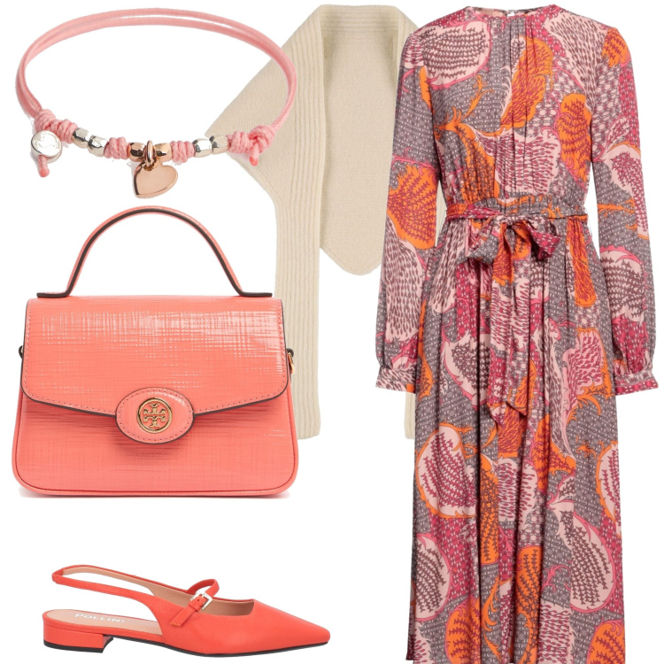 Outfit donna - L\' eleganza. Stile Chic per Serata fuori. Abbinamento con ballerine, vestiti midi/longuette, sciarpe, braccialetti, borse a mano.