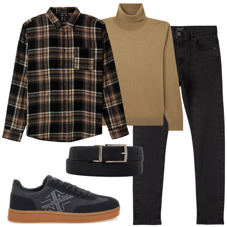 Outfit uomo - Overshirt. Stile Casual per Tutti i giorni. Abbinamento con camicie, jeans skinny, maglieria, sneakers, cinture.