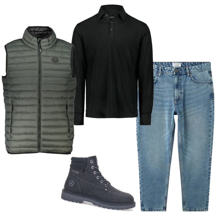 Outfit uomo - Total look #1970163. Stile Casual per Tutti i giorni. Abbinamento con jeans, stivali e stivaletti, polo, giacche.