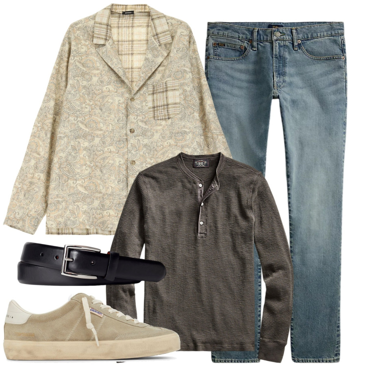 Outfit uomo - Total look #1970191. Stile Trendy per Tutti i giorni. Abbinamento con camicie, t-shirt, cinture, jeans, sneakers.