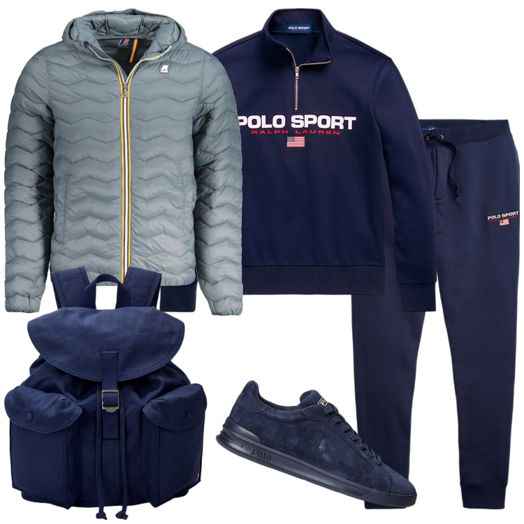 Outfit uomo - Di corsa in palestra. Stile Casual per Sport. Abbinamento con sneakers, borse sportive, felpe, pantaloni, giacche.