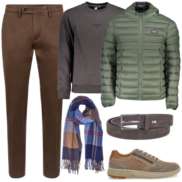 Outfit uomo - Colori autunnali. Stile Urban per Tutti i giorni. Abbinamento con pantaloni chino, sciarpe, cinture, scarpe stringate, felpe, giacche.
