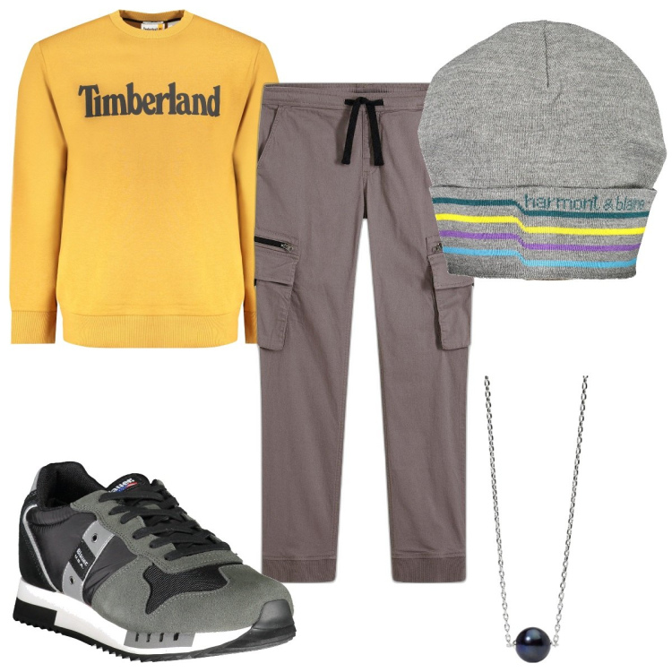 Outfit uomo - Cargo urban style. Stile Urban per Tutti i giorni. Abbinamento con pantaloni cargo, collane, felpe, sneakers, berretti.